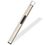 REIDEA Çakmak, S4 Pro elektrikli elektrik arklı çubuk çakmak, USB alevsiz, rüzgar geçirmez, şarj edilebilir, LED pil göstergeli, emniyet şalterli, mum pişirme, mangal için, şampanya altın