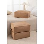 Rek Home 3 Adet Balıksırtı Desenli Büyük Boy Baza Altı Yastık Yorgan Kazak Hurcu 62 x 46 x 22 - Bej