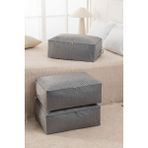 Rek Home 3 Adet Balıksırtı Desenli Büyük Boy Baza Altı Yastık Yorgan Kazak Hurcu 62 x 46 x 22 - Gri