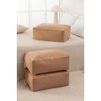 Rek Home 3 Adet Baskılı Büyük Boy Baza Altı Yastık Yorgan Kazak Hurcu 62 x 46 x 22 - Bej