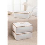 Rek Home 3 Adet Baskılı Büyük Boy Baza Altı Yastık Yorgan Kazak Hurcu 62 x 46 x 22 - Beyaz - Bej