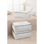 Rek Home 3 Adet Baskılı Büyük Boy Baza Altı Yastık Yorgan Kazak Hurcu 62 x 46 x 22 - Beyaz - Gri