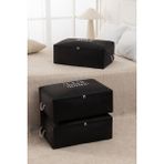 Rek Home 3 Adet Baskılı Büyük Boy Baza Altı Yastık Yorgan Kazak Hurcu 62 x 46 x 22 - Siyah