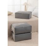 Rek Home 3 Adet Baskılı Büyük Boy Yastık Yorgan Kazak Hurcu 62 x 46 x 22 Gri Polyester