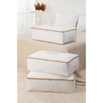 Rek Home 3 Adet Baskılı Mega Boy Baza Altı Yastık Yorgan Kazak Hurcu 74 x 46 x 22 - Beyaz - Bej