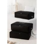 Rek Home 3 Adet Baskılı Mega Boy Baza Altı Yastık Yorgan Kazak Hurcu 74 x 46 x 22 - Siyah
