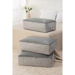Rek Home 3 Adet Home Sweet Home Baskılı Mega Boy Baza Altı Yastık Yorgan Kazak Hurcu 74 x 46 x 22 - Gri