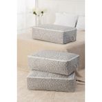 Rek Home 3 Adet Yaprak Desenli Mega Boy Baza Altı Yastık Yorgan Kazak Hurcu 74 x 46 x 22 - Gri