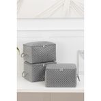 Rek Home 3'lü Balıksırtı Desenli Küçük Boy Baza Altı, Valiz Düzenleyici Hurç / 30X22X18 - Gri