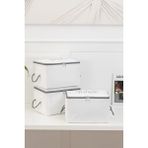 Rek Home 3'lü Küçük Boy Baza Altı, Valiz Düzenleyici Hurç / 30X22X18 - Beyaz - Gri