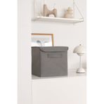 Rek Home Gri Kapaklı 28x28x28 cm Dolap İçi Çamaşır Oyuncak Düzenleyici Katlanır Saklama Kutusu