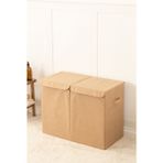 Rek Home Kapaklı Katlanır Çamaşır Sepeti Bej Polyester 145 L Hacim 72x36x56 cm - İki Kapaklı