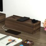 Reka Kablo Kablo Organizer - Ceviz | Kayar Kapaklı | Woodsaka - 38cm x 15cm x 11cm