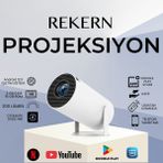 Rekern Mini Projeksiyon Cihazı, Wifi ve Bluetooth Destekli, 180° Dönebilen Taşınabilir Film Projektörü, 4K Destekl,Otomatik Görüntü Düzeltme,görüntü Yansıtma, Akıllı Telefon/tv Stick/laptop Uyumlu - Beyaz