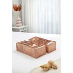 REKHOME 2'li Set Bej 8 Bölmeli Dolap Çekmece İçi Akordiyon Tipi Katlanır Çamaşır Düzenleyici Organizer