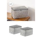 Rekhome 2'Li Set Gri Home Sweet Home Küçük Boy Baza Altı Çorap Valiz Düzenleyici Çeyizlik Organizer Hurç