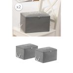 Rekhome 2'Li Set Gri Küçük Boy Baza Altı Çorap Valiz Düzenleyici Çeyizlik Bohça Organizer Hurç / 30X22X18