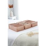 REKHOME 3'lü Set Bej 7 Bölmeli Dolap Çekmece İçi Akordiyon Tipi Katlanır Çamaşır Düzenleyici Organizer