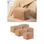 Rekhome 5 Adet Bej Küçük Boy Baza Altı Çorap Valiz Düzenleyici Çeyizlik Bohça Organizer Hurç / 30X22X18