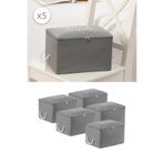 Rekhome 5 Adet Gri Küçük Boy Baza Altı Çorap Valiz Düzenleyici Çeyizlik Bohça Organizer Hurç / 30X22X18