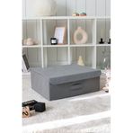 REKHOME Gri Kapaklı Dolap İçi Çamaşır Oyuncak Düzenleyici Katlanır Saklama Kutusu Hurç 48x40x19