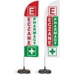 ReklamEdiyoruz 2li Eczane Pharmacy Yönlendirme Tanıtım ve Reklam Yelken Bayragı Logolu