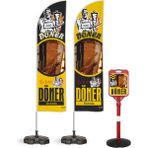 ReklamEdiyoruz Döner 2 Yelken Bayrak + 1 Yön. Dubası Paketi Sarı