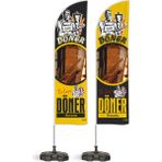 ReklamEdiyoruz Döner Sarı Temalı 2 Yelken Bayrak Sarı