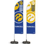 ReklamEdiyoruz Turkcell Temalı Yelken Bayrak Takımı Mavi Beyaz 2 Adet