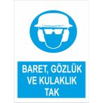 Reklamji Baret Gözlük Kulaklık Tak Iş Güvenliği ve Uyarı Levhaları - 25x35 cm
