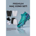 rekorsport Çocuk ve Yetişkin Turkuaz Krampon Futbol Seti 4'lü (28-47 Numara) - Krampon, Tekmelik, Konç, Çanta Maç Kombini