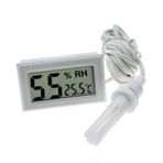 Reland Sun Mini Termometre Higrometre Gömülü FY-12 LCD Dijital Sıcaklık Nem Ölçer Ölçer Monitörü Dış Probu ile Kuluçka Makineleri, Broşürler, Sürüngen Tankı, Akvaryum, Balık Tankı (Beyaz)