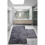 Relax Antrasit 80X150 + 50X80 Cm Buyuk Ebat 2Li Banyo Halisi Paspasi Seti Kaymaz Klozet Takimi