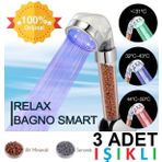 Relax Bagno Led Işıklı %50 Su Tasarruflu Duş Başlığı - Kokulu Ve Arıtmalı Duş Başlığı - 3 Adet