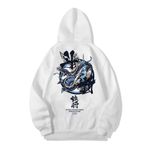 Relax family xf Erkek Kapüşonlu Sweatshirt Sırt Snake Baskı Beyaz