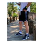 Relax family xf Erkek Siyah Çizgili Günlük Penye Şort Basketbol Futbol Fitness Spor Egzersizi Koşu Bermuda