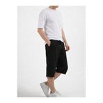 Relax family xf Erkek Siyah Uzun Penye Şort & Bermuda Kapri Yazlık Pamuklu Slim Fit