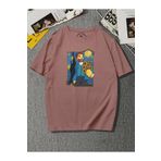 Relax family xf Unisex Kiremit Renk Van Gogh Ön Baskılı Oversize Pamuklu T-shirt