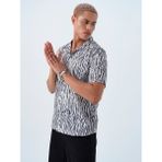 Relax Fit Erkek Gömlek K.kol - Beyaz - Siyah