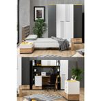 Relax Genç Odası - 4 Kapılı Dolap, Karyola, Komodin, Şifonyer, Çalışma Masası, Kitaplık