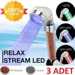 Relax Stream Led Işıklı %50 Su Tasarruflu Duş Başlığı - Kokulu ve Arıtmalı Duş Başlığı - 3 ADET