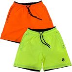 Relax Time Deniz Şortu - 2li Deniz Şortu Fermuarlı Cep Fileli - Neon Sarı - Neon Turuncu - 2XL