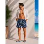 Relax Time Erkek Deniz Şortu Mikro Kumaş Dijital Baskı – Hızlı Kuruyan, Su Itici, Fermuarlı Cepli - 3XL - Cross Lacivert