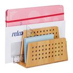 Relaxdays bambu evrak rafı, 2 delikli bölme, pratik mektup standı, ofis ihtiyacı, mektup tutucu, DIN A5, doğal
