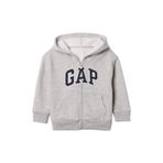 Relaxed Erkek Bebek GriFermuarlı Kapüşonlu Sweatshirt