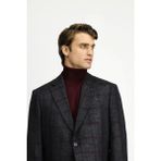 Relaxed Fit Rahat Kesim Ekose Yünlü Ceket - Koyu Antrasit - 58