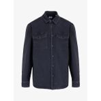 Relaxed Fit Yıkamalı Siyah Erkek Denim Gömlek M4WM-GML-1824