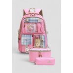 Relaxion 1395 Kore Tarzı Unisex Çocuk Üçlü Set Ilkokul Sırt Çantası - NKT02207-PEMBE-TEKEBAT