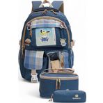Relaxion 2203-1395 Kore Tarzı Unisex Çocuk Üçlü Set Ilkokul Sırt Çantası - NKT02203-LACIVERT-TEKEBAT
