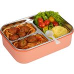 Relaxion Üç Bölmeli Paslanmaz Çelik Turuncu Yemek Saklama Kabı 1000 ml Pratik ve Kolay Temizlik 463